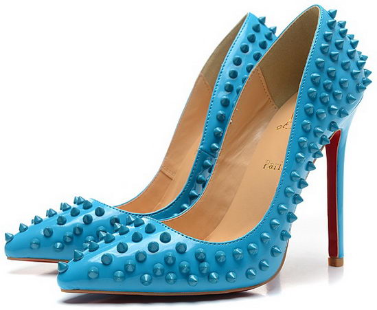Christian Louboutin Pigalle Spike Studded Pumps Blue